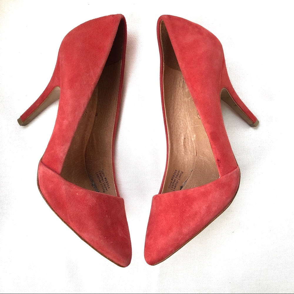 Madewell Red Coral Suede Pumps